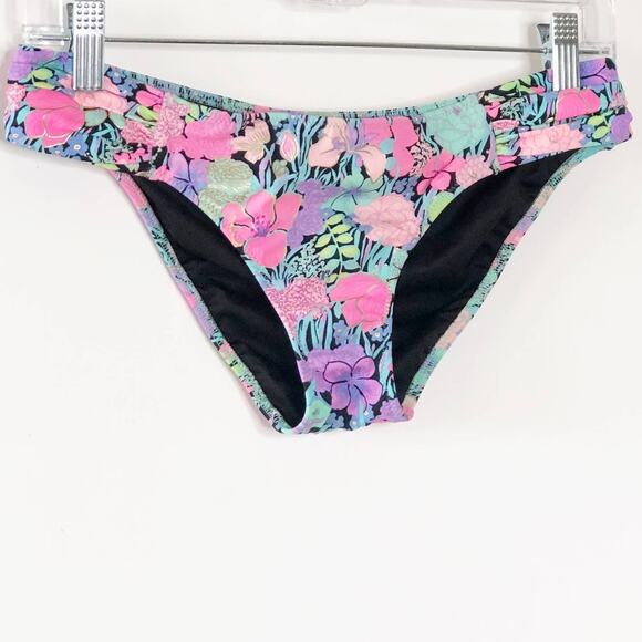 Victoria's Secret Soze Small Bikini Bottom Pink Floral Tropical - Picture 1 of 4